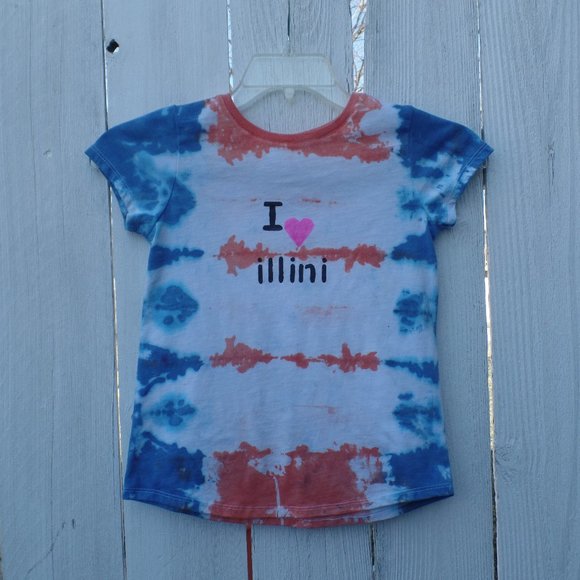 Illini Tie Dye T-shirt Girls 10/12 LG Homemade New - Picture 5 of 11